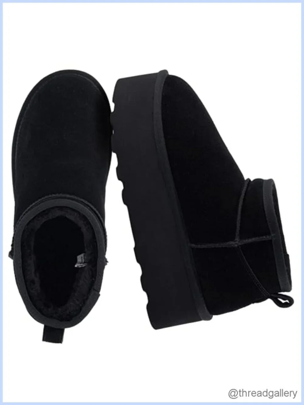 Genuine Suede Faux Fur Lining Platform Ankle Boots Slip-On Winter